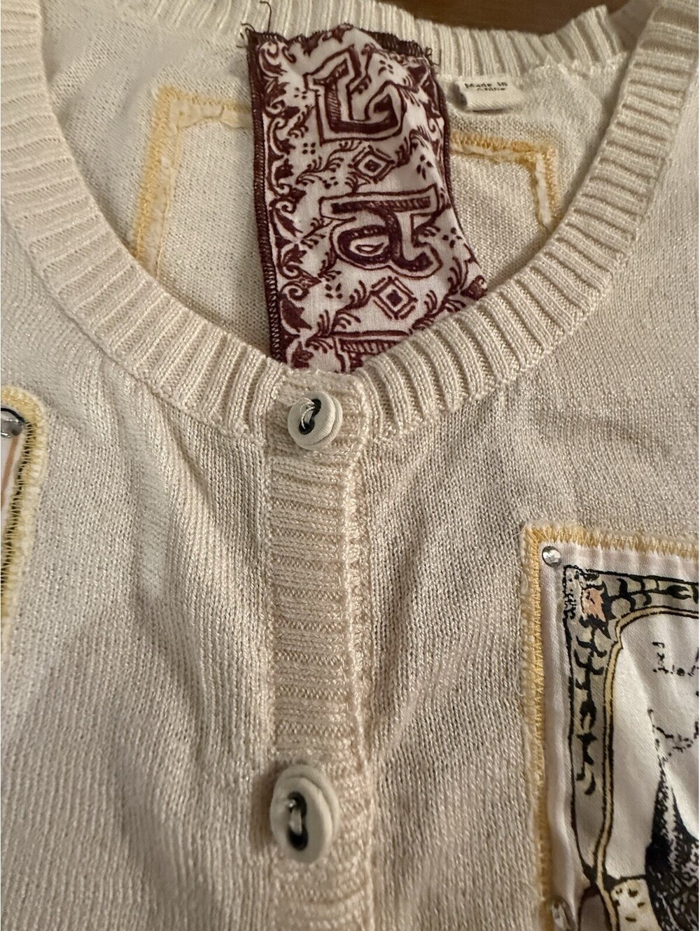 L.A.M.B. Gwen Stefani Vintage Y2K Spring Collection 2009 Patchwork Cardigan XS - Picture 2 of 9